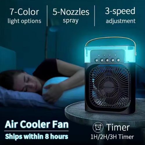 3-u-1 Prenosivi Ventilator-Klima i Ovlaživač Vazduha sa led svetlom– Osveženje Gde god da Ste!